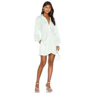 L'Academie Women's Dress The Amorette Mini Button Front Tie Waist Mint Small